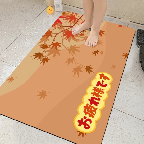 紅葉柄珪藻土入りバスマット